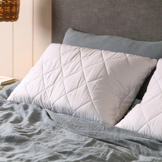 Quilted British Wool Pillow - Adjustable, Hypoallergenic, Handmade in the UK