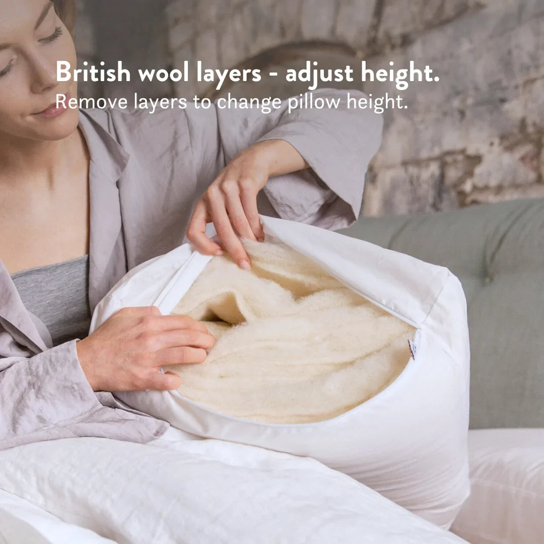 Height Adjustable British Wool Pillow