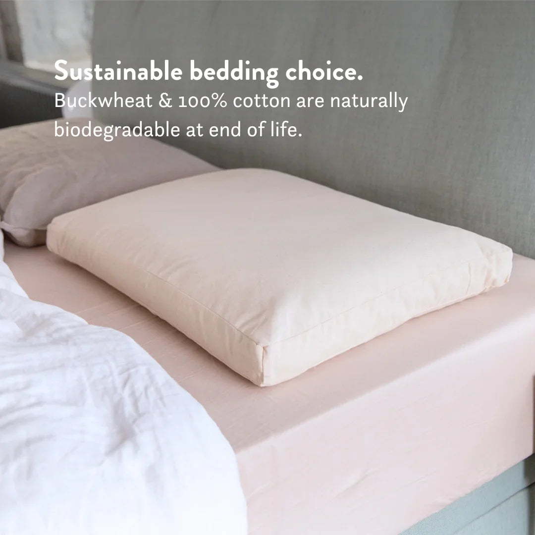 Organic Buckwheat Hull Pillow - Adjustable Natural Support with 100% Cotton Cover