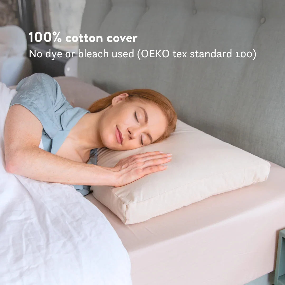 Organic Buckwheat Hull Pillow - Adjustable Natural Support with 100% Cotton Cover