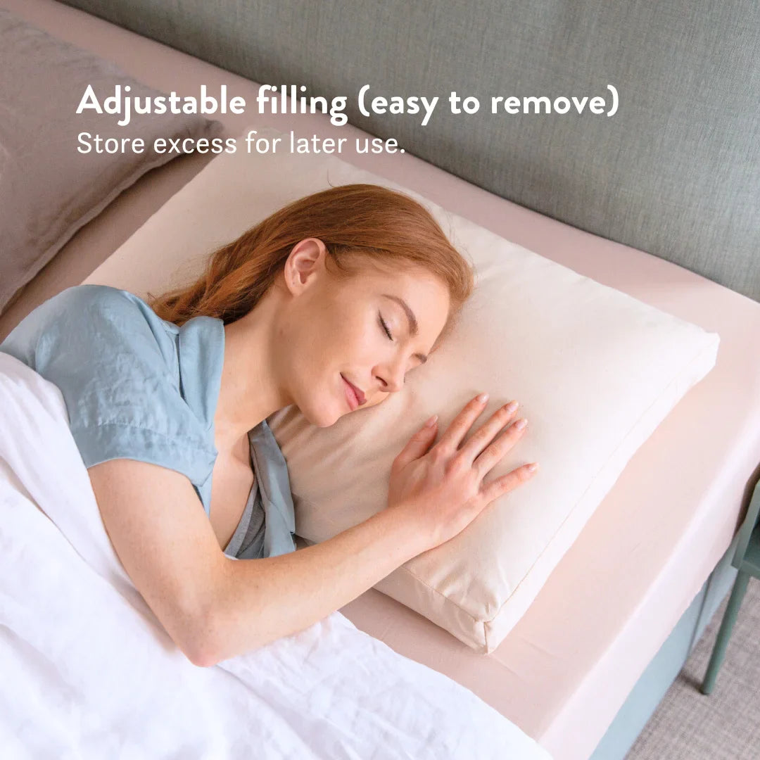 Organic Buckwheat Hull Pillow - Adjustable Natural Support with 100% Cotton Cover