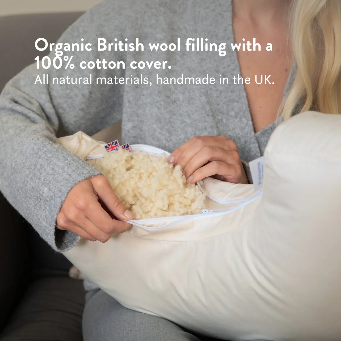 Organic Wool Nursing Pillow - Bottle & Breastfeeding