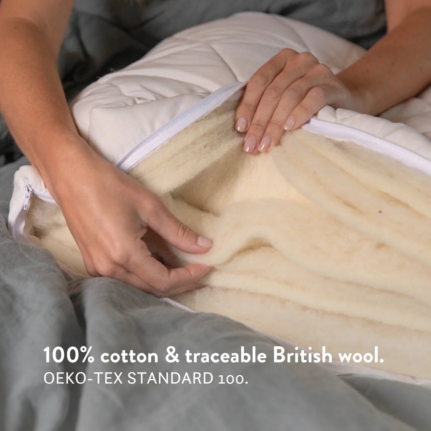 Quilted British Wool Pillow - Adjustable, Hypoallergenic, Handmade in the UK