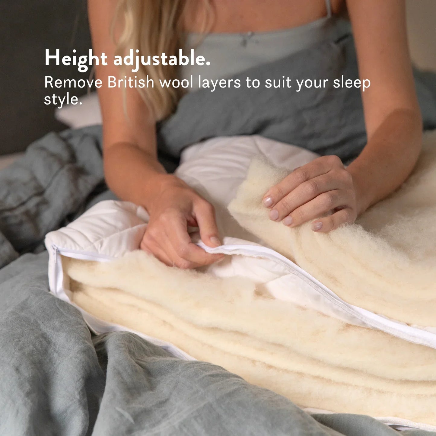 Quilted British Wool Pillow - Adjustable, Hypoallergenic, Handmade in the UK