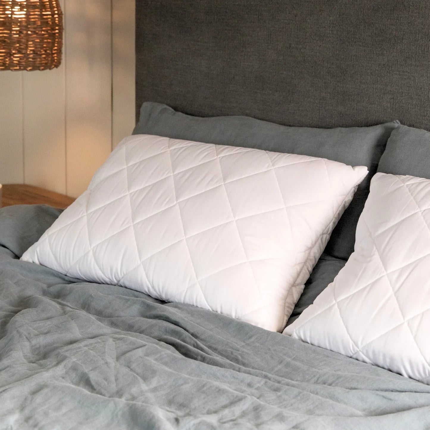 Quilted British Wool Pillow - Adjustable, Hypoallergenic, Handmade in the UK