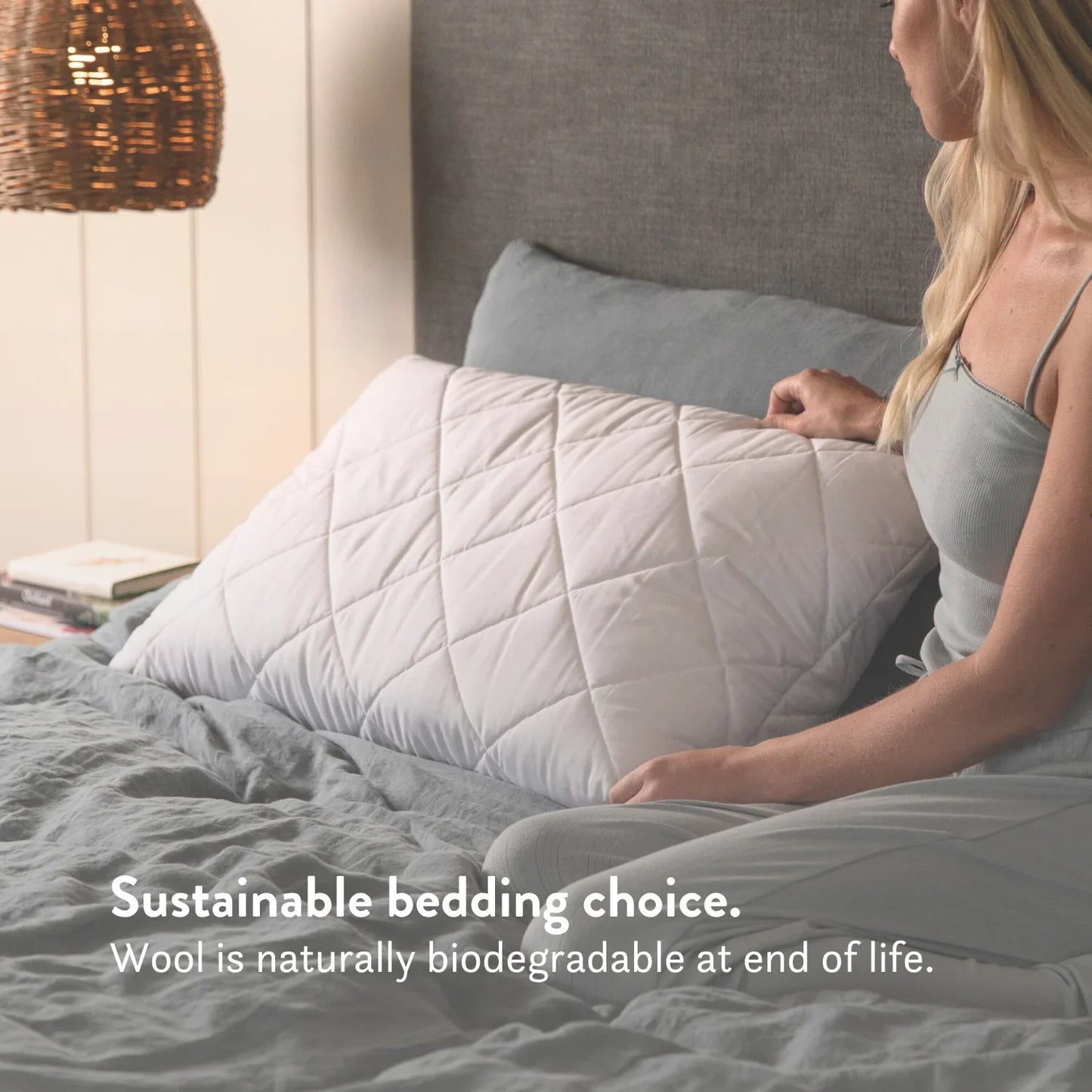 Quilted British Wool Pillow - Adjustable, Hypoallergenic, Handmade in the UK