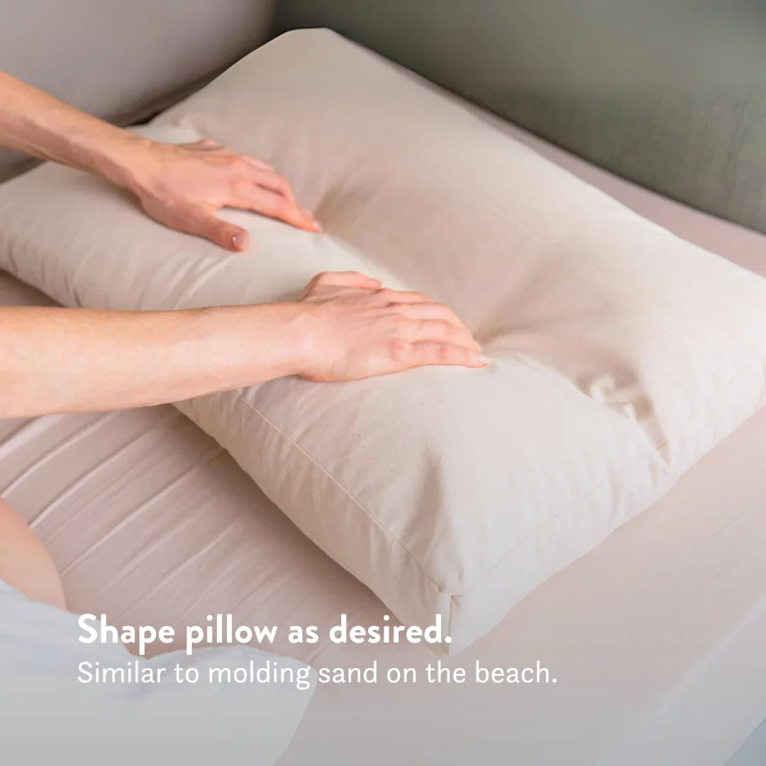 Organic Buckwheat Hull Pillow - Adjustable Natural Support with 100% Cotton Cover