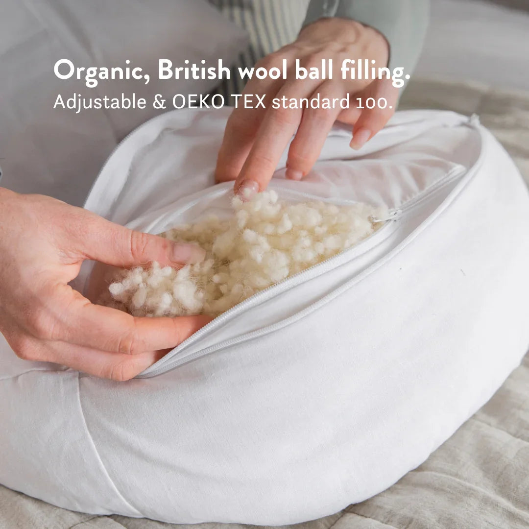 Back & Bump Pillow with British Organic Wool Filling - Pregnancy Cushion